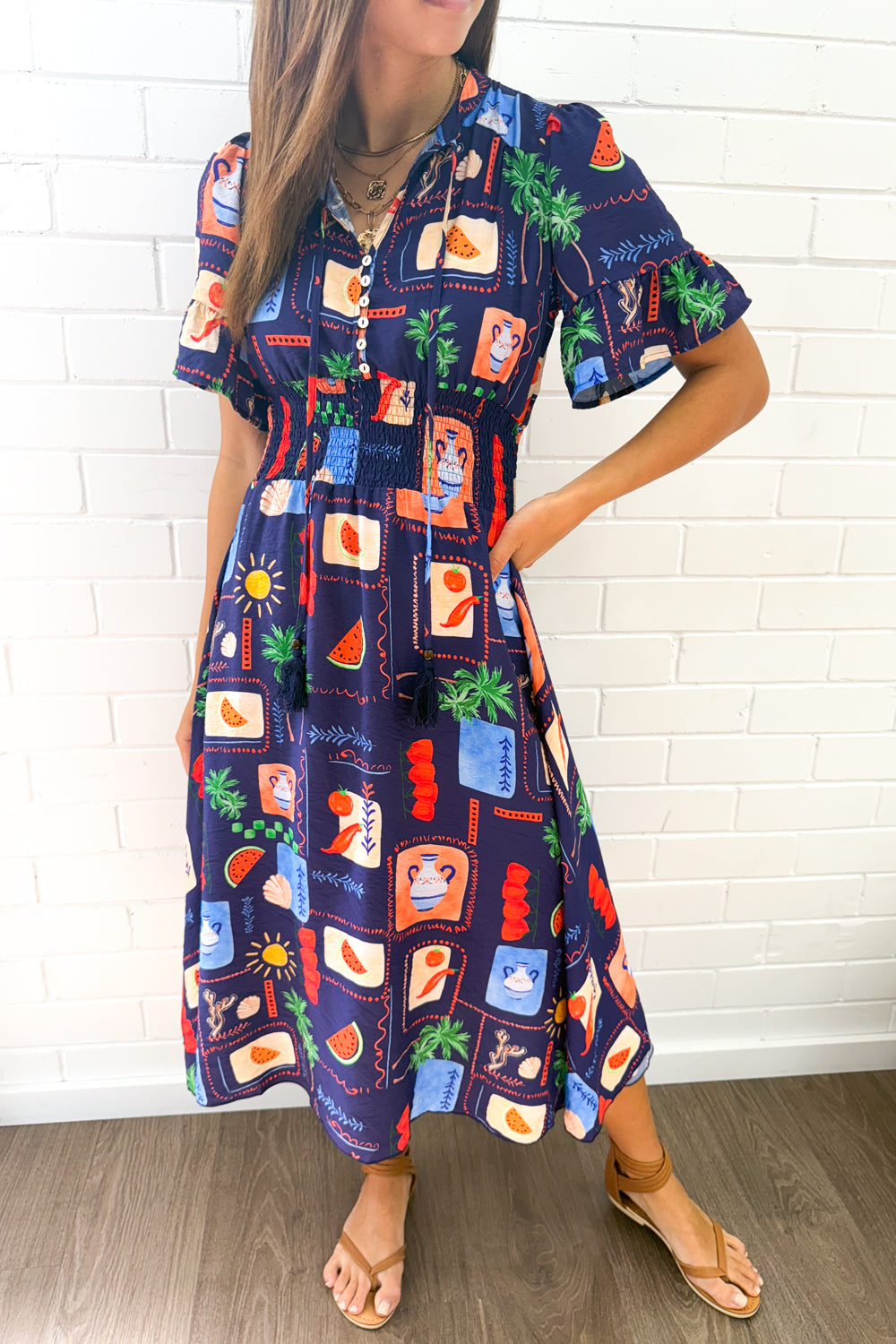 Apollo Dress - Navy Multi