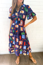 Apollo Dress - Navy Multi