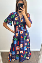 Apollo Dress - Navy Multi