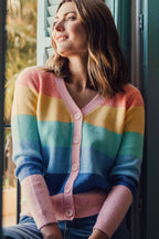 Izzy Cardigan - Multi, Pastel Rainbow Stripes