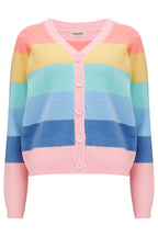 Izzy Cardigan - Multi, Pastel Rainbow Stripes