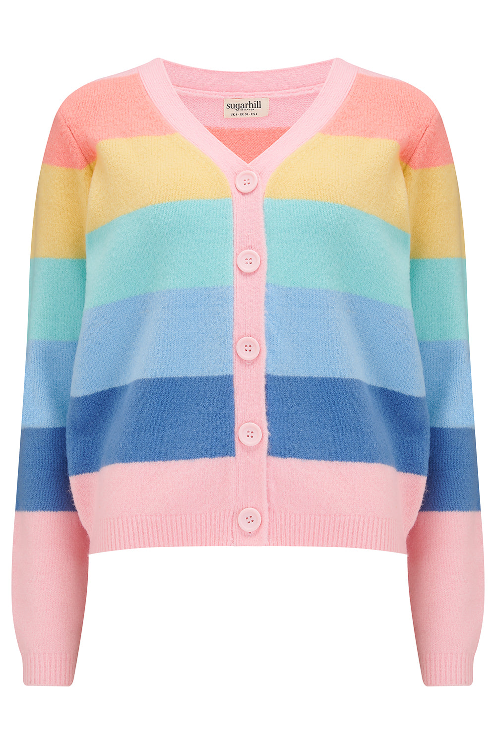 Izzy Cardigan - Multi, Pastel Rainbow Stripes