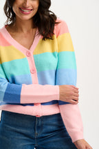 Izzy Cardigan - Multi, Pastel Rainbow Stripes