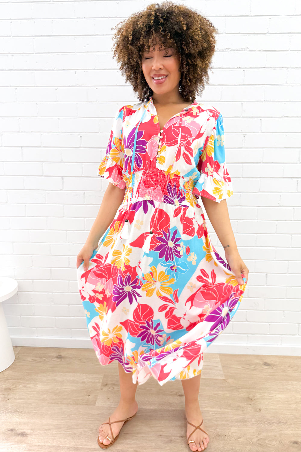 Kai Dress - Hot Pink  Multi Tropic