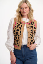 Natalie Knitted Waistcoat - Tan/Black, Natural Leopard