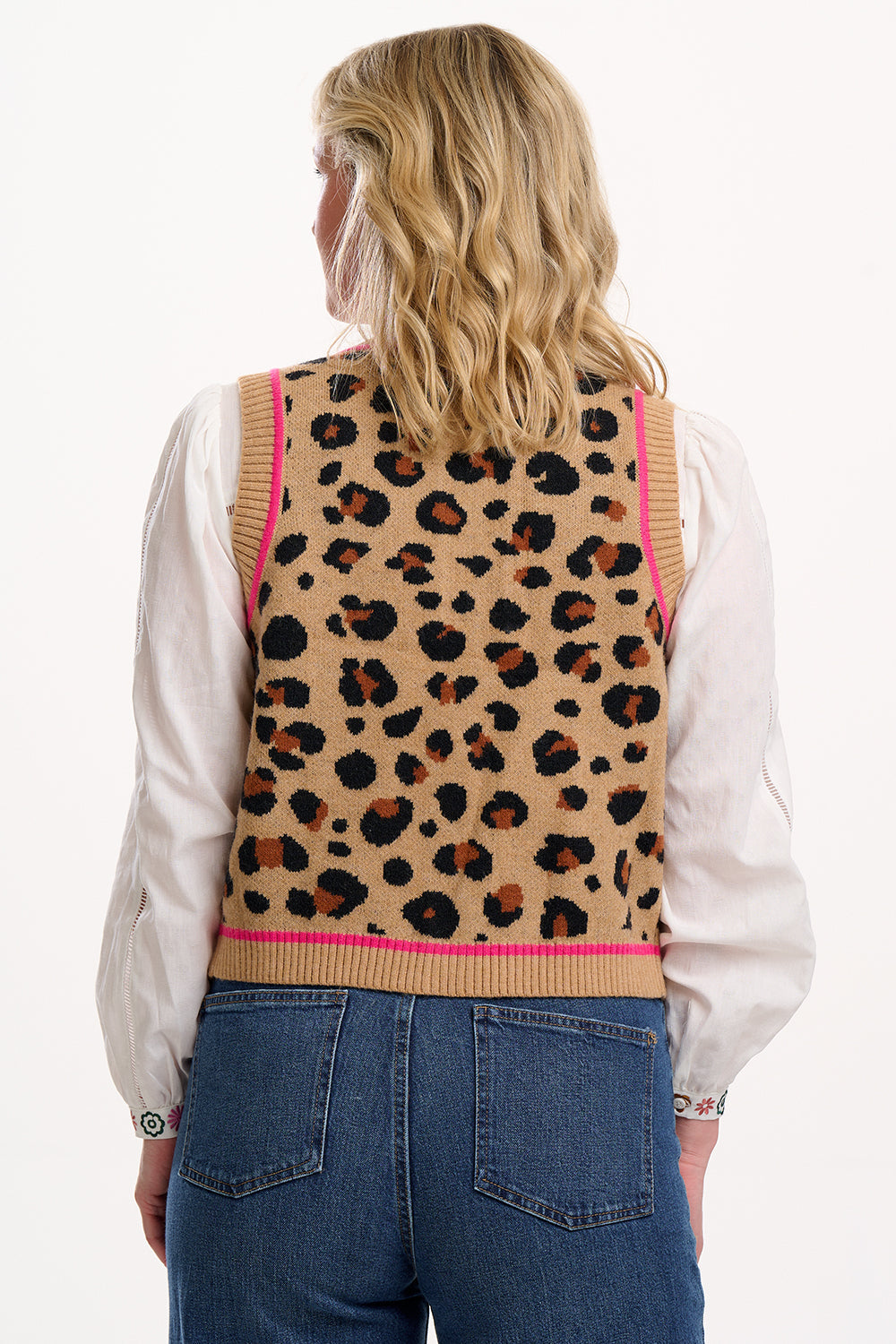 Natalie Knitted Waistcoat - Tan/Black, Natural Leopard