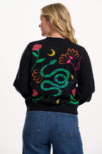 Adrian Cardigan - Black, Snake Floral