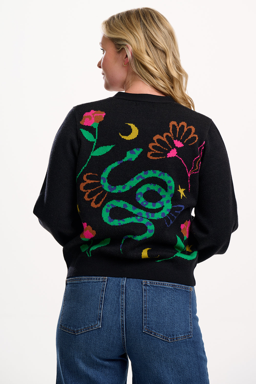Adrian Cardigan - Black, Snake Floral