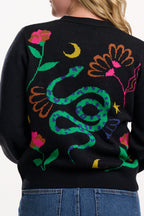 Adrian Cardigan - Black, Snake Floral