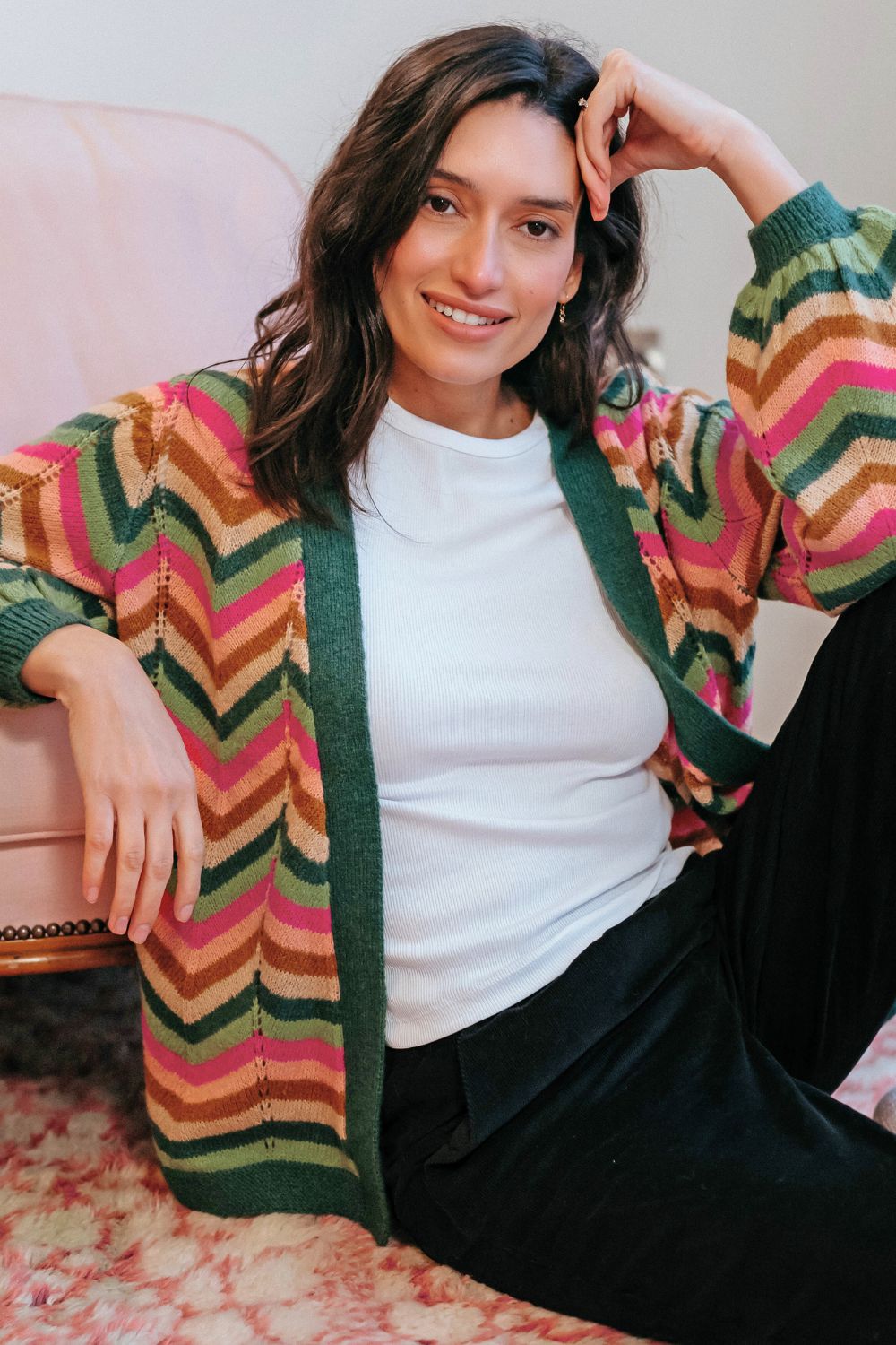 Bella Cardigan - Multi, Autumn Chevron