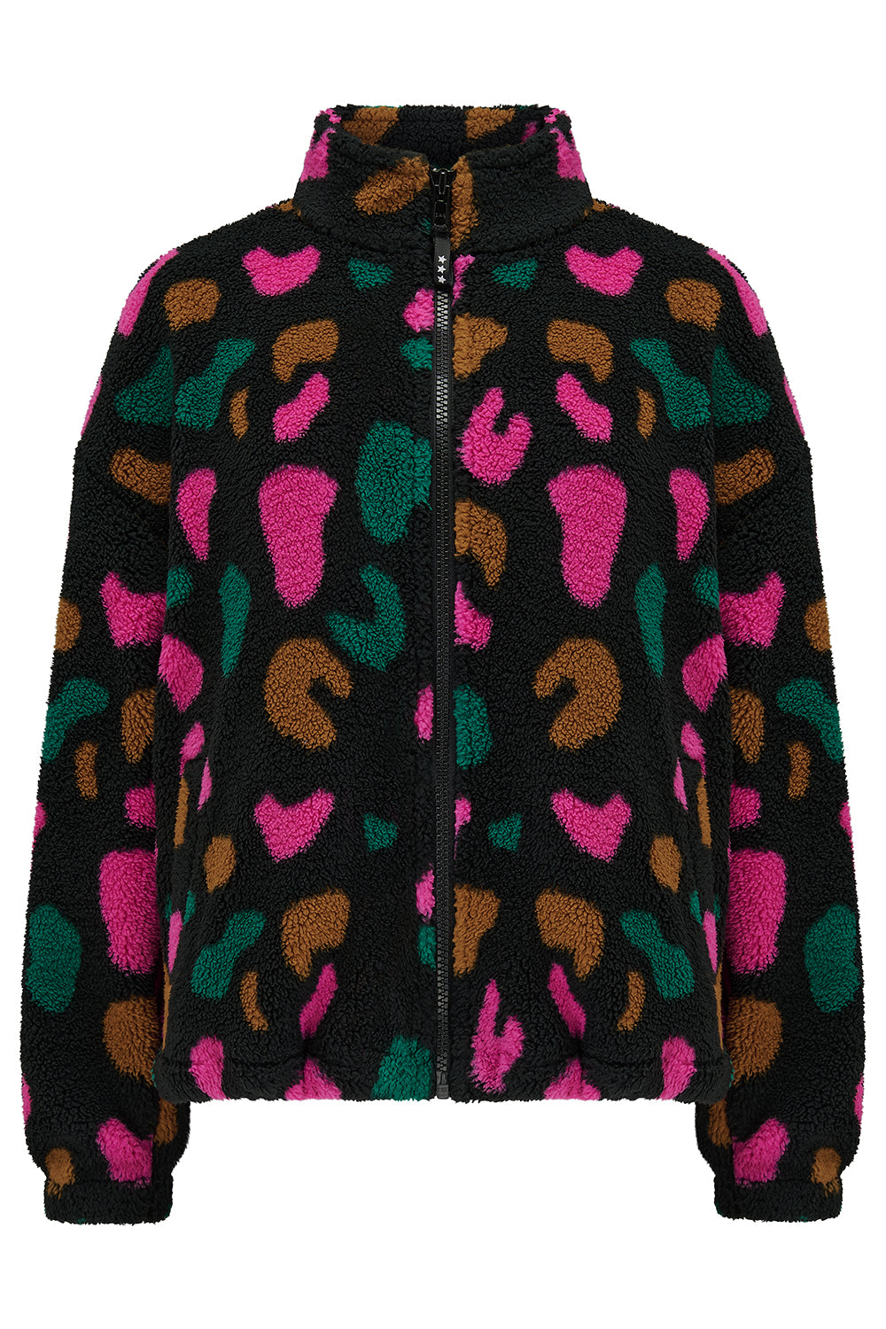 Hartley Zip Up Fleece - Black, Colourful Shapes