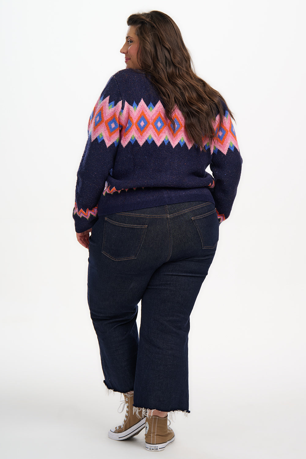 Izzy Cardigan - Navy, Diamond Fairisle