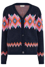 Izzy Cardigan - Navy, Diamond Fairisle