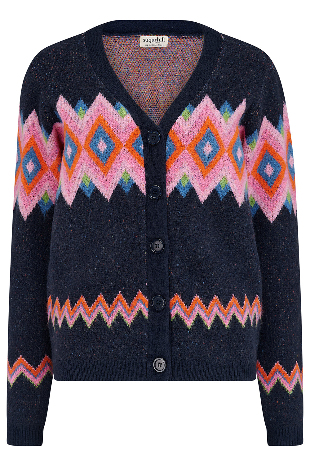 Izzy Cardigan - Navy, Diamond Fairisle