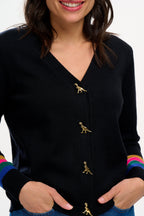 Jennifer Cardigan - Black, Dinosaur Buttons