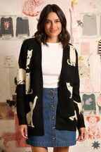 Laura Cardigan - Black, White Cats