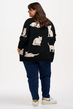 Laura Cardigan - Black, White Cats