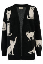 Laura Cardigan - Black, White Cats