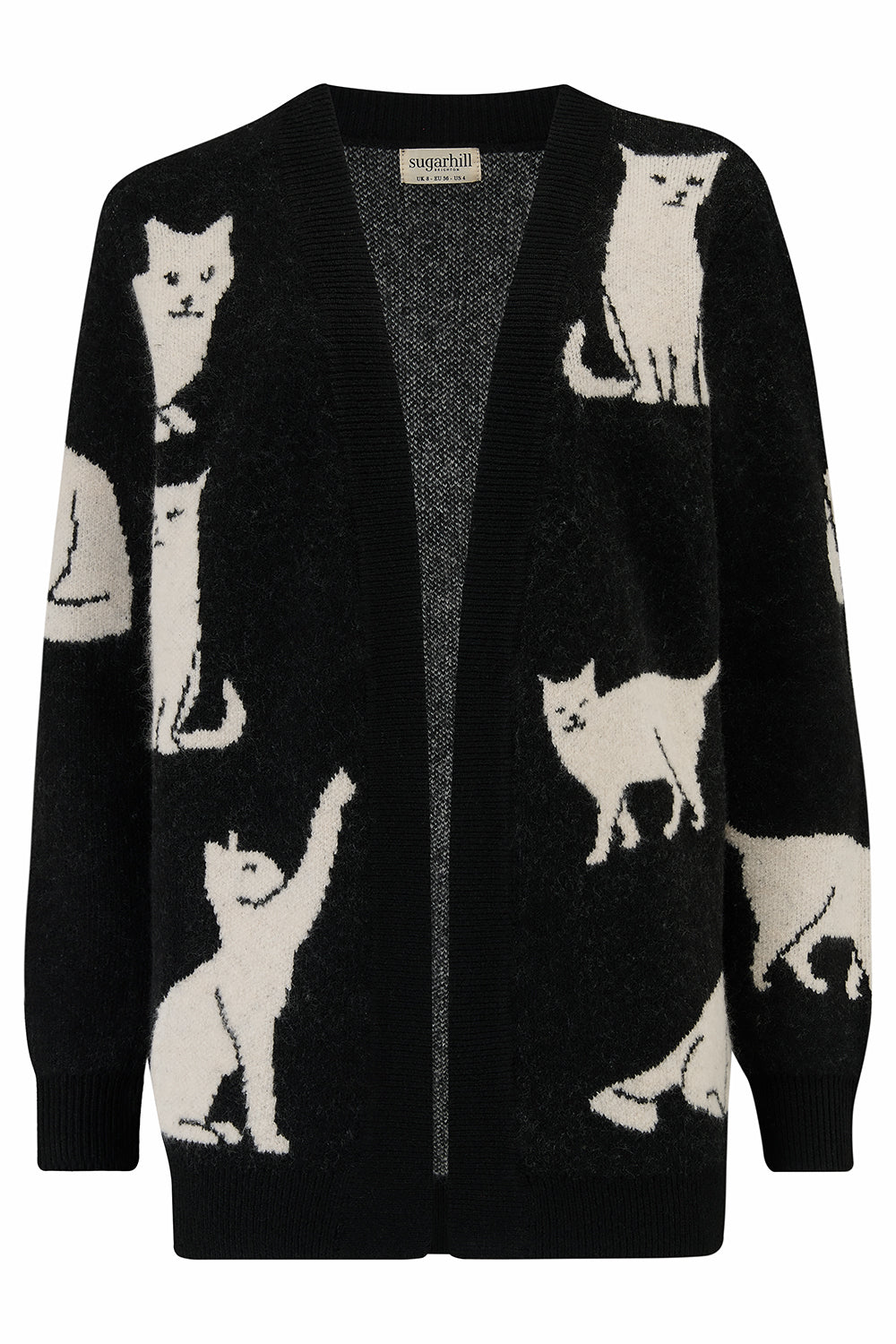 Laura Cardigan - Black, White Cats