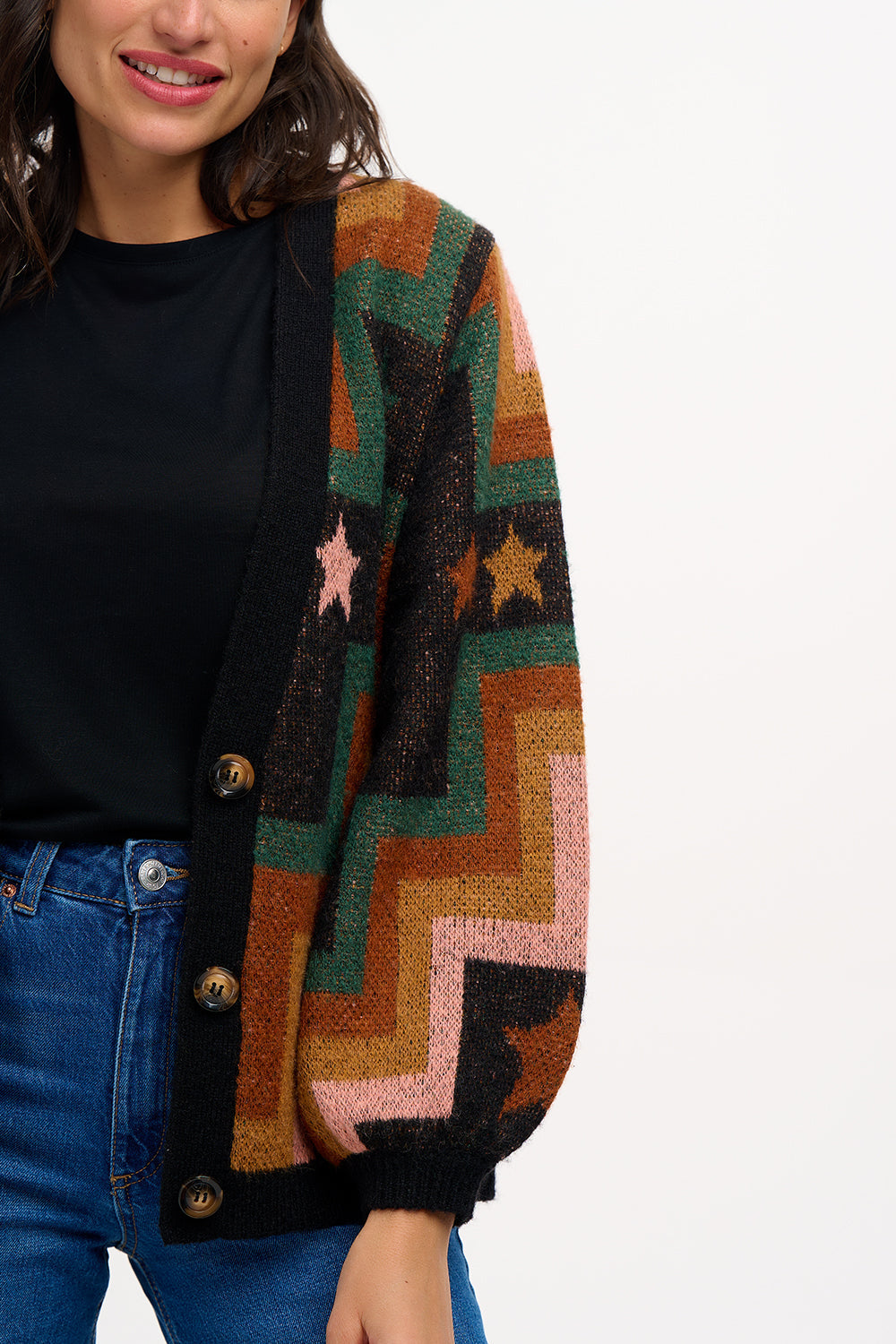 Morganna Cardigan - Multi, Chevron & Stars