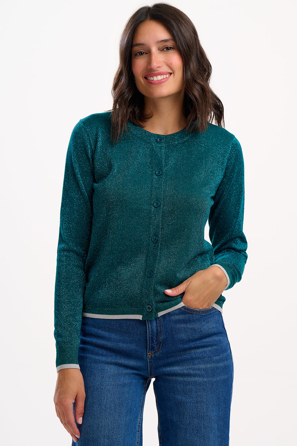 Ophilia Cardigan - Teal Sparkle