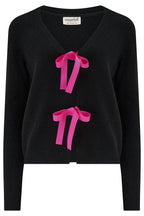 Phily Bow Cardigan - Black/Pink