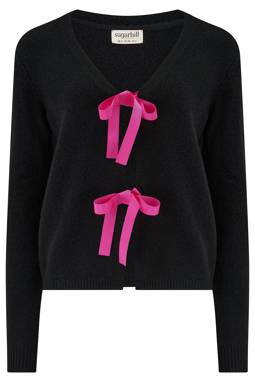 Phily Bow Cardigan - Black/Pink