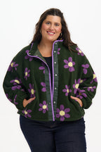 Remi Popper Fleece - Olive, Retro Daisy