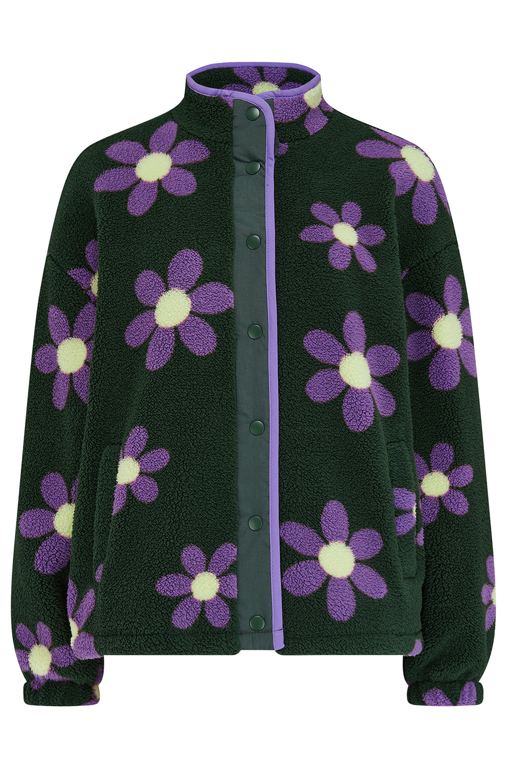 Remi Popper Fleece - Olive, Retro Daisy