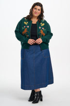 Solana Knitted Bomber - Green, Wild Horses