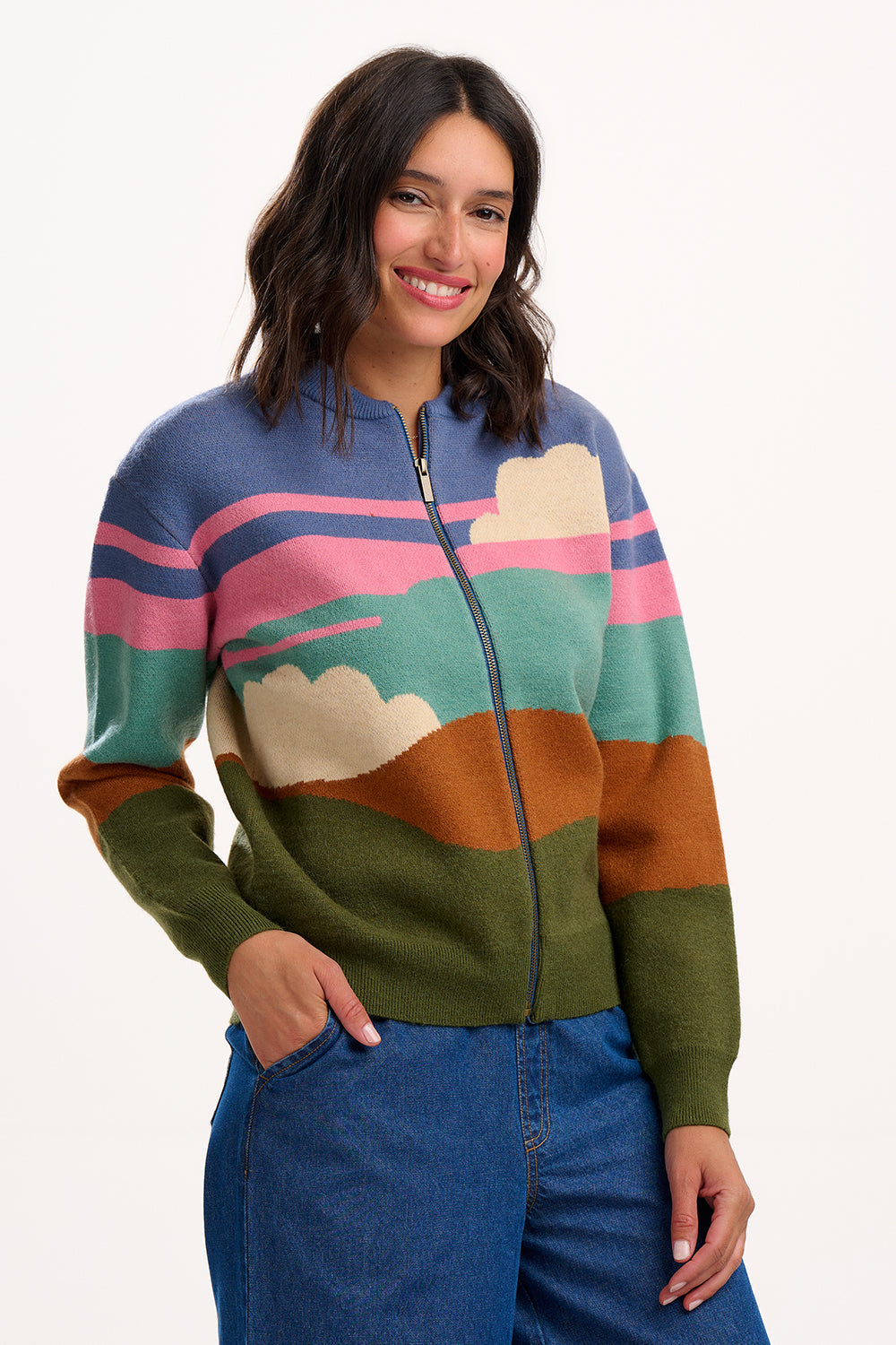 Solana Knitted Bomber - Multi, Cloudy Hills