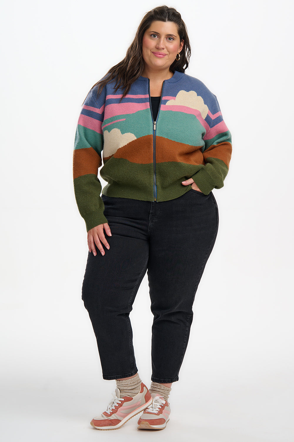 Solana Knitted Bomber - Multi, Cloudy Hills