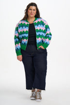 Solana Knitted Bomber - Multi, Heart Scallop