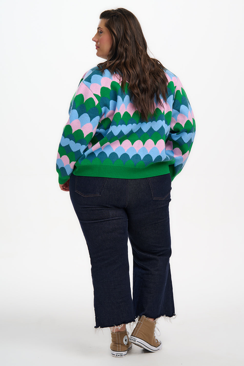 Solana Knitted Bomber - Multi, Heart Scallop