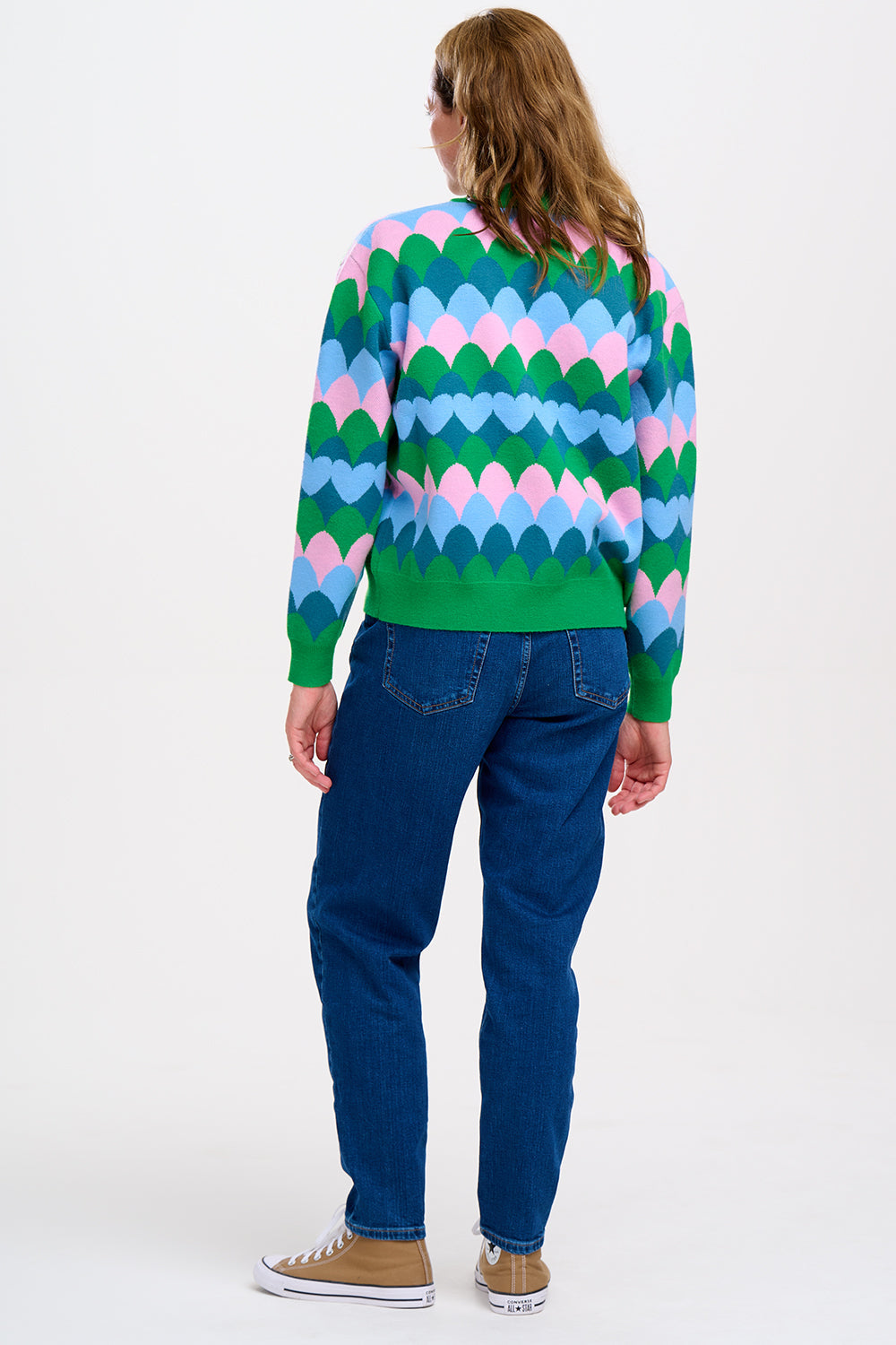Solana Knitted Bomber - Multi, Heart Scallop