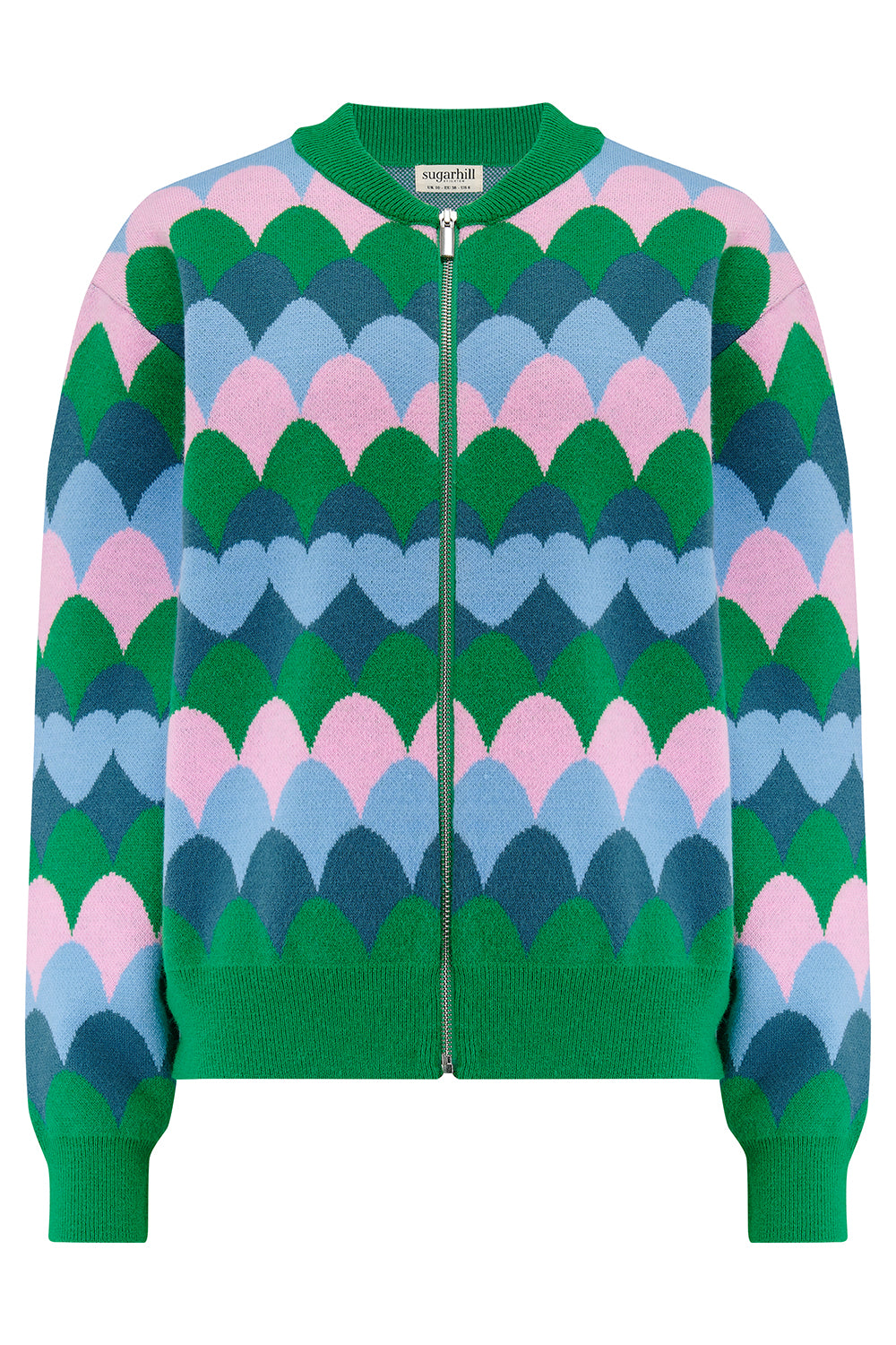 Solana Knitted Bomber - Multi, Heart Scallop