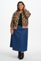 Solana Knitted Bomber - Tan/Black, Natural Leopard